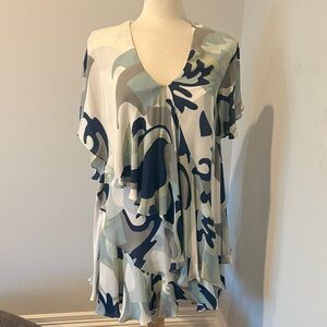 Rachel Zoe Abstract Blue and White Mini Dress